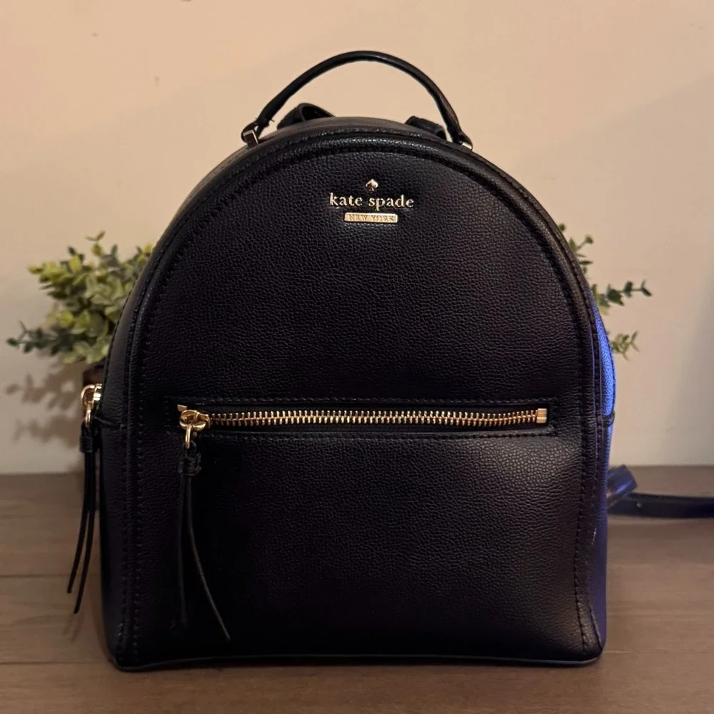 Kate Spade New York Black Pebbled Leather Mini Backpack Gold Hardware 2018